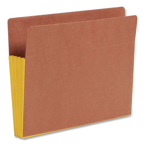 Image of Smead Redrope Drop-Front End Tab File Pockets, Fully Lined 6.5" High Gussets, 3.5" Expansion, Letter Size, Redrope/Yellow, 10/Box