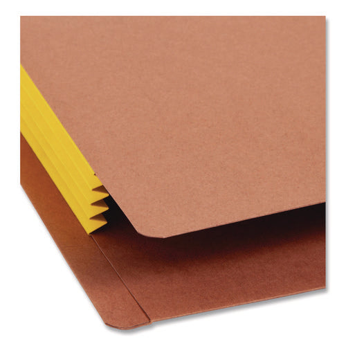 Image of Smead Redrope Drop-Front End Tab File Pockets, Fully Lined 6.5" High Gussets, 3.5" Expansion, Letter Size, Redrope/Yellow, 10/Box