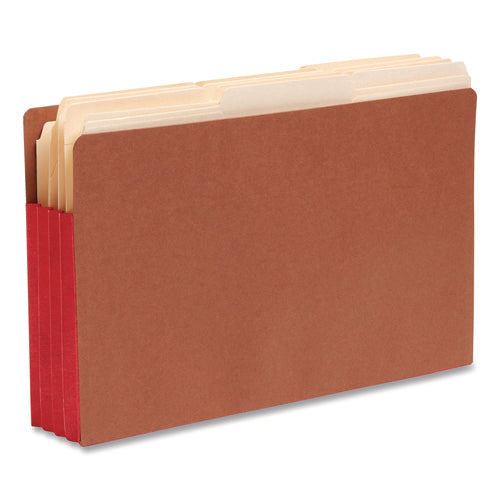 Image of Smead Redrope Drop-Front End Tab File Pockets, Fully Lined 6.5" High Gussets, 3.5" Expansion, Legal Size, Redrope/Red, 10/Box