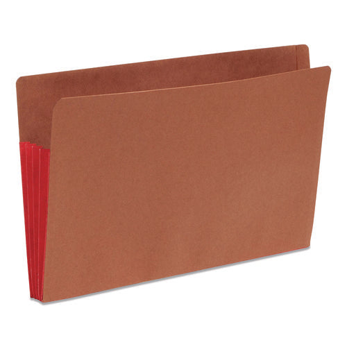 Image of Smead Redrope Drop-Front End Tab File Pockets, Fully Lined 6.5" High Gussets, 3.5" Expansion, Legal Size, Redrope/Red, 10/Box