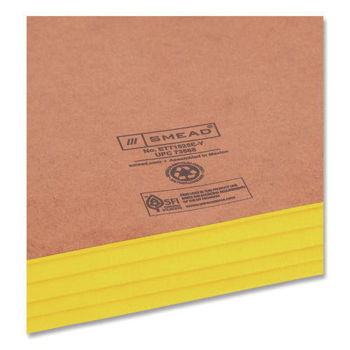 Image of Smead Redrope Drop-Front End Tab File Pockets, Fully Lined 6.5" High Gussets, 3.5" Expansion, Letter Size, Redrope/Yellow, 10/Box