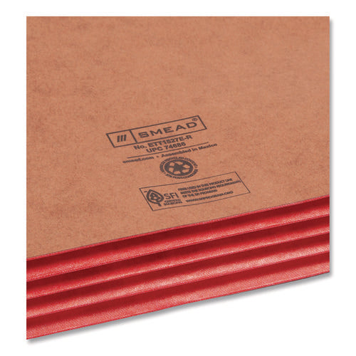 Image of Smead Redrope Drop-Front End Tab File Pockets, Fully Lined 6.5" High Gussets, 3.5" Expansion, Legal Size, Redrope/Red, 10/Box