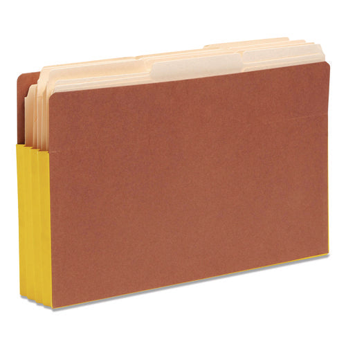 Image of Smead Redrope Drop-Front End Tab File Pockets, Fully Lined 6.5" High Gussets, 3.5" Expansion, Legal Size, Redrope/Yellow, 10/Box