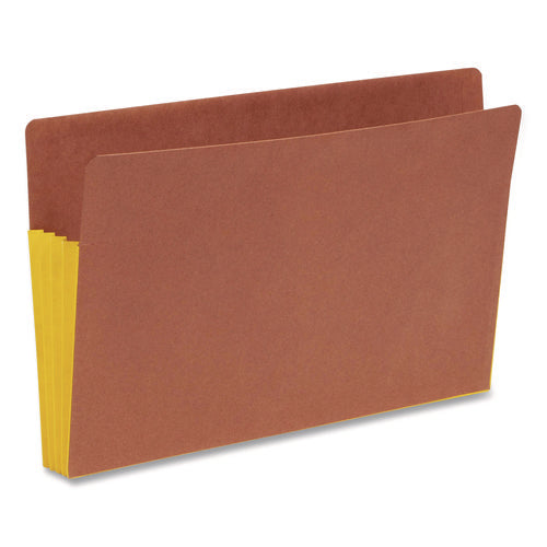 Image of Smead Redrope Drop-Front End Tab File Pockets, Fully Lined 6.5" High Gussets, 3.5" Expansion, Legal Size, Redrope/Yellow, 10/Box
