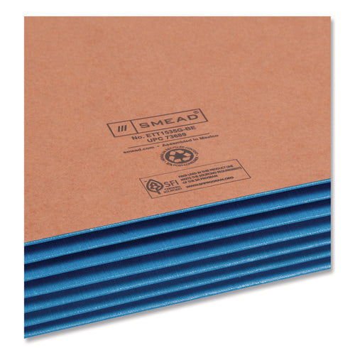 Image of Smead Redrope Drop-Front End Tab File Pockets, Fully Lined 6.5" High Gussets, 5.25" Expansion, Letter Size, Redrope/Blue, 10/Box