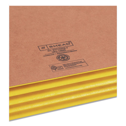 Image of Smead Redrope Drop-Front End Tab File Pockets, Fully Lined 6.5" High Gussets, 3.5" Expansion, Legal Size, Redrope/Yellow, 10/Box