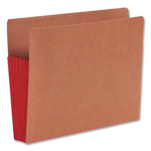 Image of Smead Redrope Drop-Front End Tab File Pockets, Fully Lined 6.5" High Gussets, 5.25" Expansion, Letter Size, Redrope/Red, 10/Box
