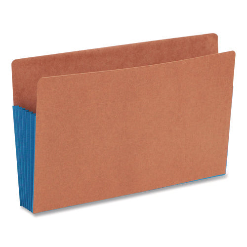 Image of Smead Redrope Drop-Front End Tab File Pockets, Fully Lined 6.5" High Gussets, 5.25" Expansion, Legal Size, Redrope/Blue, 10/Box