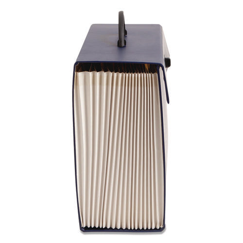 Image of Smead Expanding File Box, 16.63" Expansion, 19 Sections, Twist-Lock Latch Closure, 2/5-Cut Tabs, Legal Size, Blue