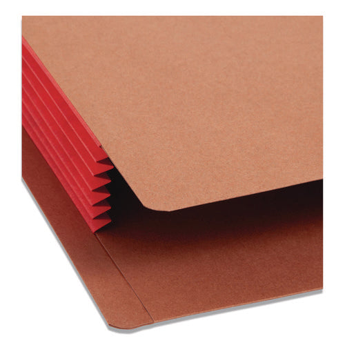 Image of Smead Redrope Drop-Front End Tab File Pockets, Fully Lined 6.5" High Gussets, 5.25" Expansion, Letter Size, Redrope/Red, 10/Box