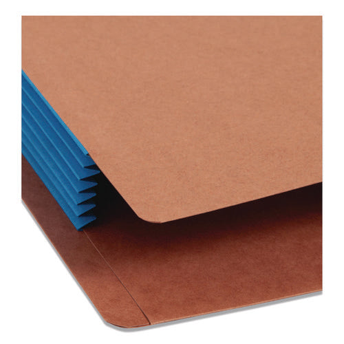 Image of Smead Redrope Drop-Front End Tab File Pockets, Fully Lined 6.5" High Gussets, 5.25" Expansion, Legal Size, Redrope/Blue, 10/Box