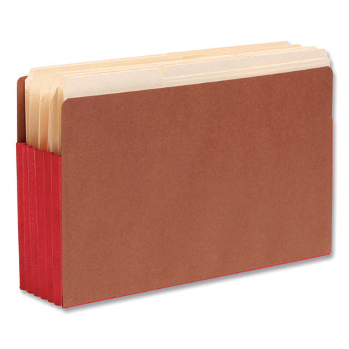 Image of Smead Redrope Drop-Front End Tab File Pockets, Fully Lined 6.5" High Gussets, 5.25" Expansion, Legal Size, Redrope/Red, 10/Box