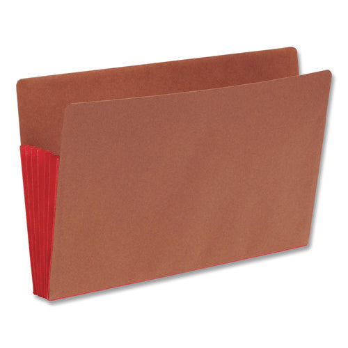 Image of Smead Redrope Drop-Front End Tab File Pockets, Fully Lined 6.5" High Gussets, 5.25" Expansion, Legal Size, Redrope/Red, 10/Box