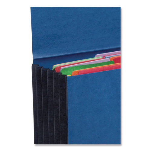 Image of Smead Extra-Wide Expanding Wallets with Elastic Cord, 5.25" Expansion, 1 Section, Elastic Cord Closure, Letter Size, Navy Blue