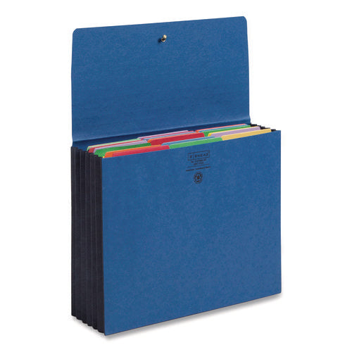 Image of Smead Extra-Wide Expanding Wallets with Elastic Cord, 5.25" Expansion, 1 Section, Elastic Cord Closure, Letter Size, Navy Blue