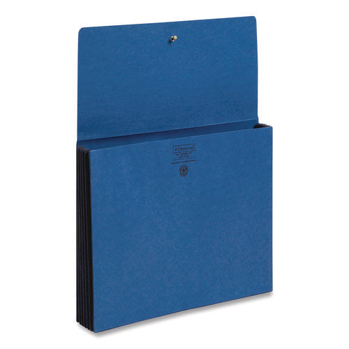 Image of Smead Extra-Wide Expanding Wallets with Elastic Cord, 5.25" Expansion, 1 Section, Elastic Cord Closure, Letter Size, Navy Blue