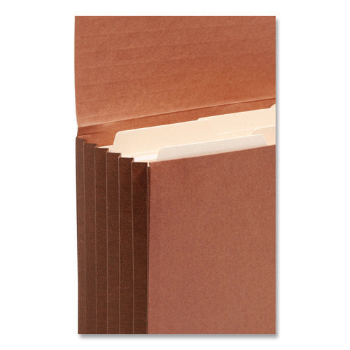 Image of Smead Redrope End Tab Wallets, 5.25" Expansion, 1 Section, Elastic Cord Closure, Straight Tabs, Letter Size, Redrope, 10/Box