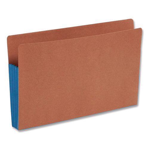 Image of Smead Redrope Drop-Front End Tab File Pockets, Fully Lined 6.5" High Gussets, 3.5" Expansion, Legal Size, Redrope/Blue, 10/Box