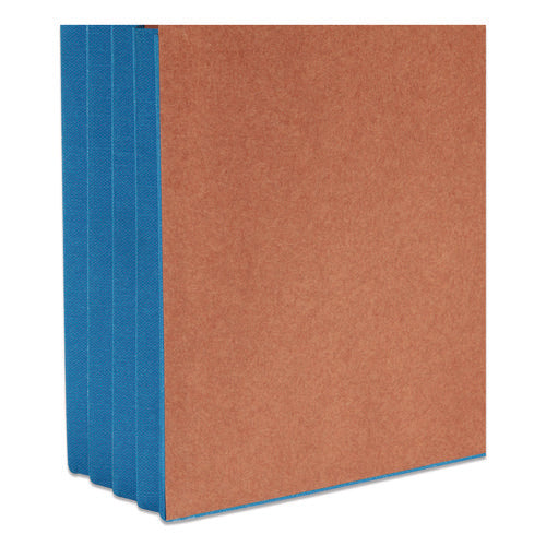 Image of Smead Redrope Drop-Front End Tab File Pockets, Fully Lined 6.5" High Gussets, 3.5" Expansion, Legal Size, Redrope/Blue, 10/Box