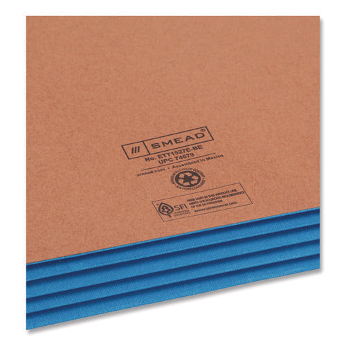 Image of Smead Redrope Drop-Front End Tab File Pockets, Fully Lined 6.5" High Gussets, 3.5" Expansion, Legal Size, Redrope/Blue, 10/Box