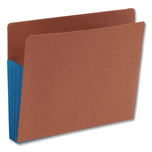 Image of Smead Redrope Drop-Front End Tab File Pockets, Fully Lined 6.5" High Gussets, 3.5" Expansion, Letter Size, Redrope/Blue, 10/Box