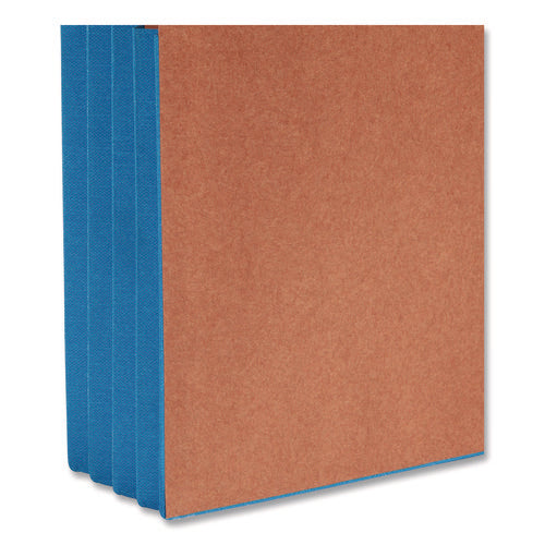 Image of Smead Redrope Drop-Front End Tab File Pockets, Fully Lined 6.5" High Gussets, 3.5" Expansion, Letter Size, Redrope/Blue, 10/Box