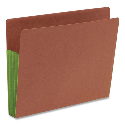 Image of Smead Redrope Drop-Front End Tab File Pockets, Fully Lined 6.5" High Gussets, 3.5" Expansion, Letter Size, Redrope/Green, 10/Box