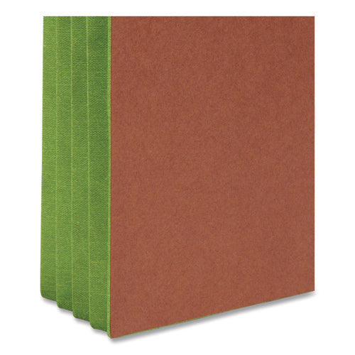 Image of Smead Redrope Drop-Front End Tab File Pockets, Fully Lined 6.5" High Gussets, 3.5" Expansion, Letter Size, Redrope/Green, 10/Box