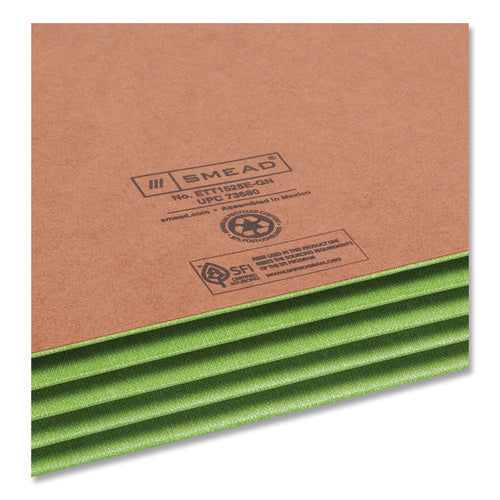 Image of Smead Redrope Drop-Front End Tab File Pockets, Fully Lined 6.5" High Gussets, 3.5" Expansion, Letter Size, Redrope/Green, 10/Box