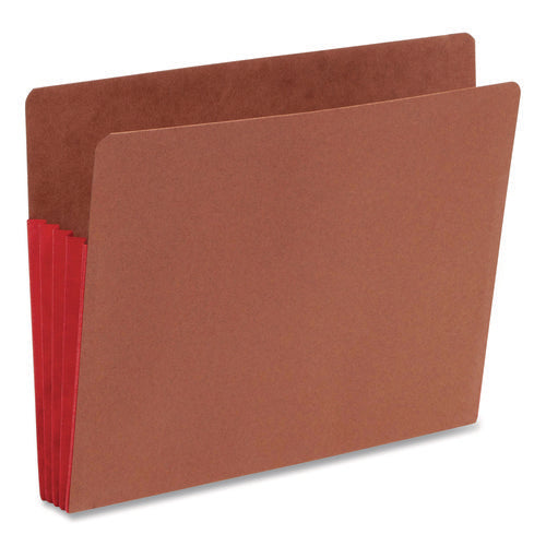 Image of Smead Redrope Drop-Front End Tab File Pockets, Fully Lined 6.5" High Gussets, 3.5" Expansion, Letter Size, Redrope/Red, 10/Box