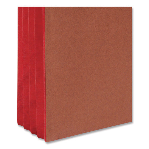 Image of Smead Redrope Drop-Front End Tab File Pockets, Fully Lined 6.5" High Gussets, 3.5" Expansion, Letter Size, Redrope/Red, 10/Box