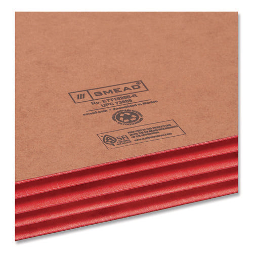 Image of Smead Redrope Drop-Front End Tab File Pockets, Fully Lined 6.5" High Gussets, 3.5" Expansion, Letter Size, Redrope/Red, 10/Box