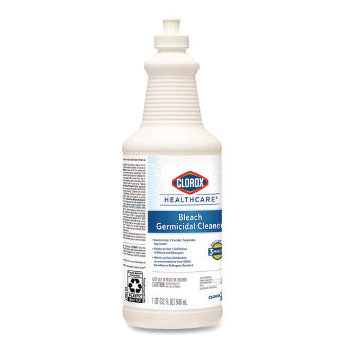 Image of Clorox Healthcare® Bleach Germicidal Cleaner, 32 Oz Pull-Top Bottle, 6/carton