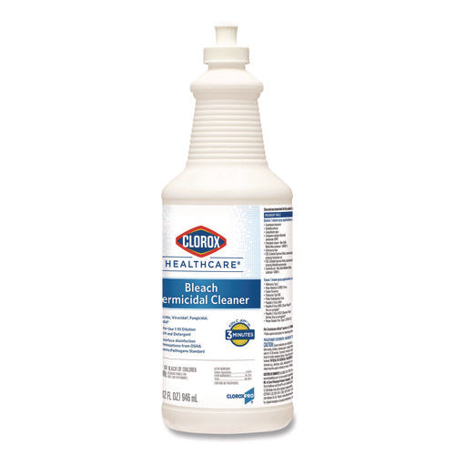 Image of Clorox Healthcare® Bleach Germicidal Cleaner, 32 Oz Pull-Top Bottle, 6/carton