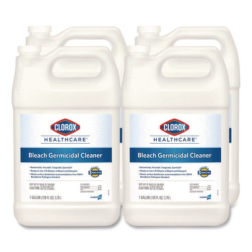 Image of Clorox Healthcare® Bleach Germicidal Cleaner, 128 Oz Refill Bottle, 4/carton