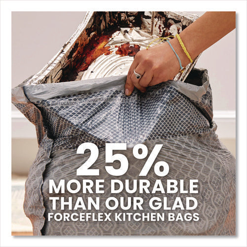 Image of Glad® ForceFlex MaxStrength Tall Kitchen Drawstring Trash Bags, 13 gal, Fresh Clean Scent, 24 x 28, White, 34/Box, 6 Boxes/Carton