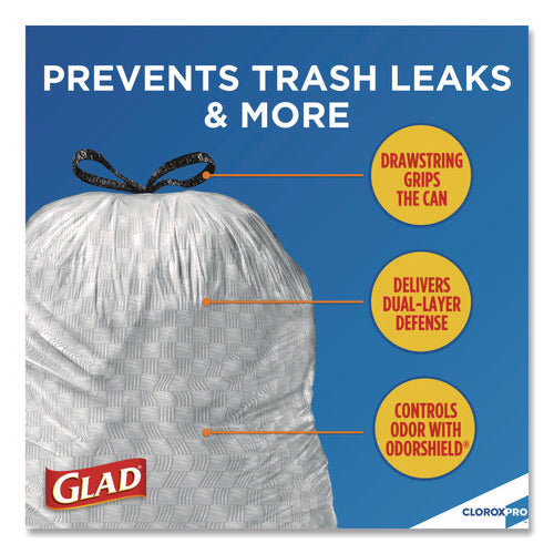 Image of Glad® CloroxPro ForceFlex Tall Kitchen Drawstring Trash Bags, 13 gal, 23.75 x 24.88, Gray, 100/Box