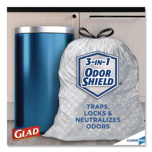 Image of Glad® CloroxPro ForceFlex Tall Kitchen Drawstring Trash Bags, 13 gal, 23.75 x 24.88, Gray, 100/Box