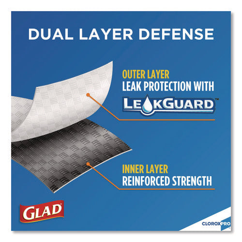 Image of Glad® CloroxPro ForceFlex Tall Kitchen Drawstring Trash Bags, 13 gal, 23.75 x 24.88, Gray, 100/Box