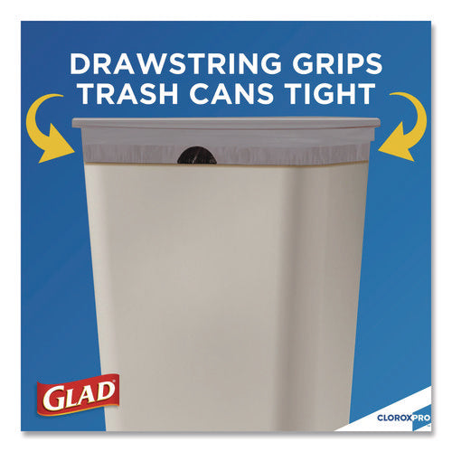Image of Glad® CloroxPro ForceFlex Tall Kitchen Drawstring Trash Bags, 13 gal, 23.75 x 24.88, Gray, 100/Box