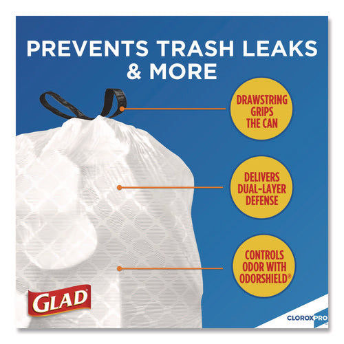 Image of Glad® CloroxPro ForceFlex Tall Kitchen Drawstring Trash Bags, 13 gal, 24 x 27.38, Gray, 100/Box