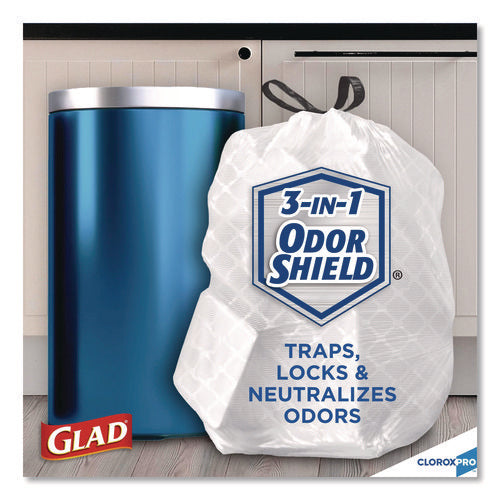 Image of Glad® CloroxPro ForceFlex Tall Kitchen Drawstring Trash Bags, 13 gal, 24 x 27.38, Gray, 100/Box