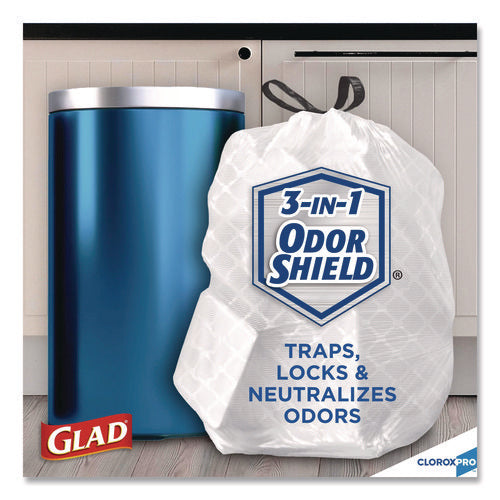 Image of Glad® CloroxPro ForceFlex Tall Kitchen Drawstring Trash Bags, 13 gal, 24 x 27.38, Gray, 100 Bags/Box, 4 Boxes/Carton