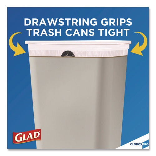 Image of Glad® CloroxPro ForceFlex Tall Kitchen Drawstring Trash Bags, 13 gal, 24 x 27.38, Gray, 100 Bags/Box, 4 Boxes/Carton