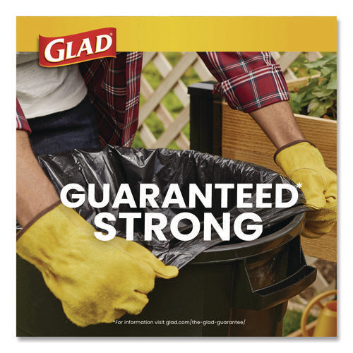 Image of Glad® Guaranteed Strong Large Drawstring Trash Bags, Three-Ply, 30 gal, 1.05 mil, 30" x 33", Black, 90/Carton