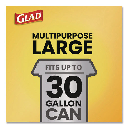 Image of Glad® Guaranteed Strong Large Drawstring Trash Bags, Three-Ply, 30 gal, 1.05 mil, 30" x 33", Black, 90/Carton