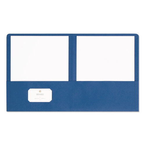 Image of Smead Two-Pocket Folder, Textured Paper, 100-Sheet Capacity, 11 X 8.5, Dark Blue, 25/box