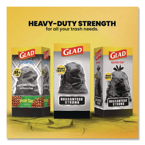 Image of Glad® Guaranteed Strong Large Drawstring Trash Bags, Three-Ply, 30 gal, 1.05 mil, 30" x 33", Black, 90/Carton