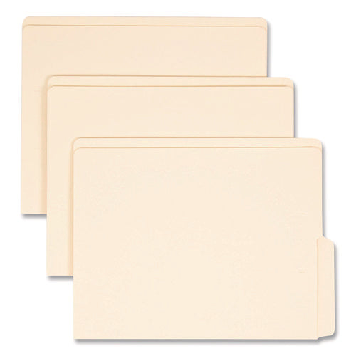 Image of Smead Heavyweight Manila End Tab Folders, 9" High Front, 1/2-Cut Tabs: Bottom, Letter Size, 0.75" Expansion, Manila, 100/Box