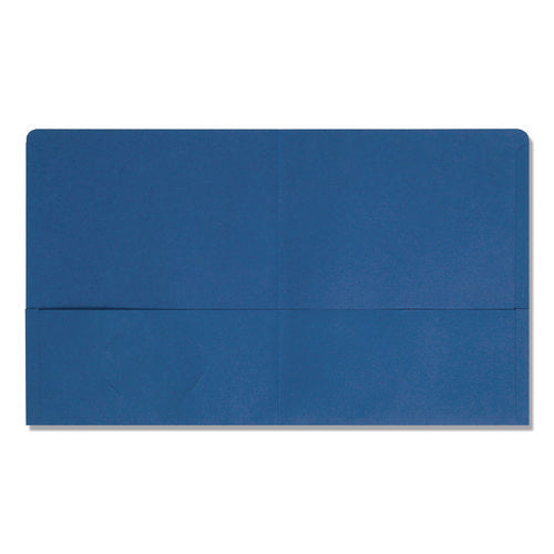 Image of Smead Two-Pocket Folder, Textured Paper, 100-Sheet Capacity, 11 X 8.5, Dark Blue, 25/box